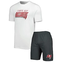 Men's Concepts Sport Charcoal/White Tampa Bay Buccaneers Downfield T-Shirt & Shorts Sleep Set