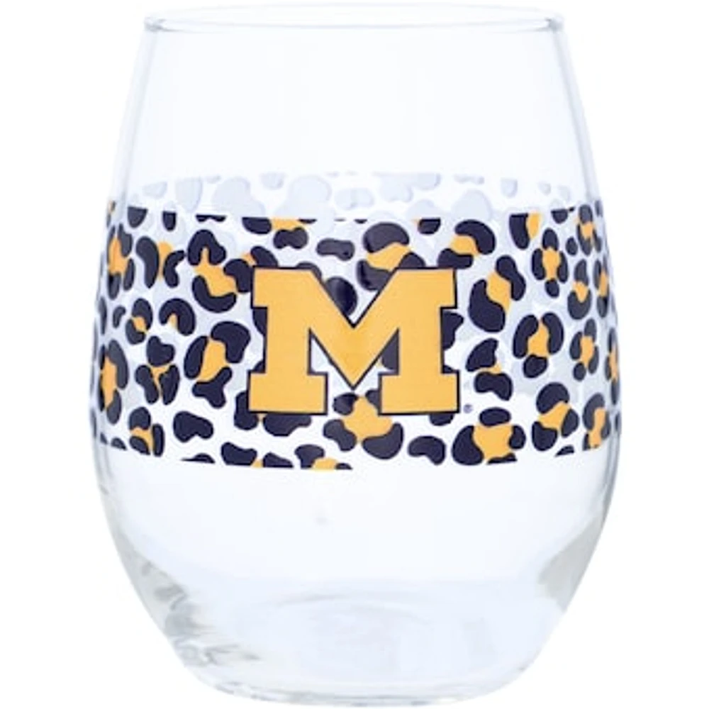 Michigan Wolverines 15oz. Leopard Stemless Glass