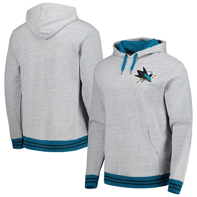 Men's Mitchell & Ness  Heather Gray San Jose Sharks Classic French Terry Pullover Hoodie