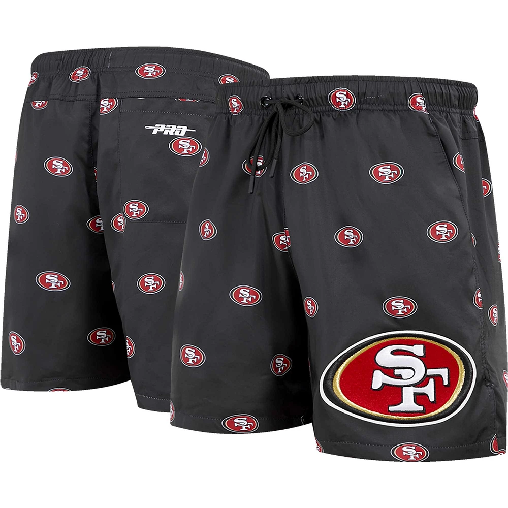 Men's Pro Standard  Black San Francisco 49ers Allover Print Mini Logo Shorts