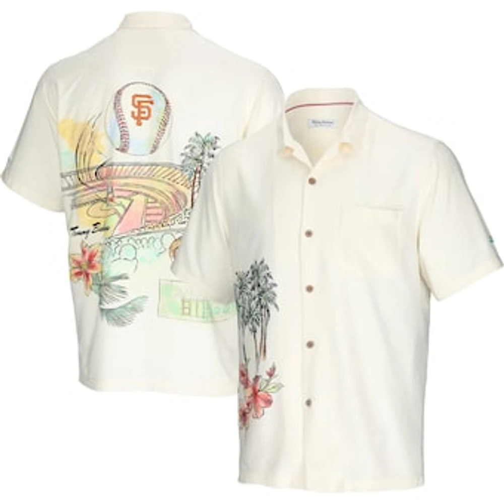 Men's Tommy Bahama Cream San Francisco Giants Paradise Fly Ball Camp Button-Up Shirt