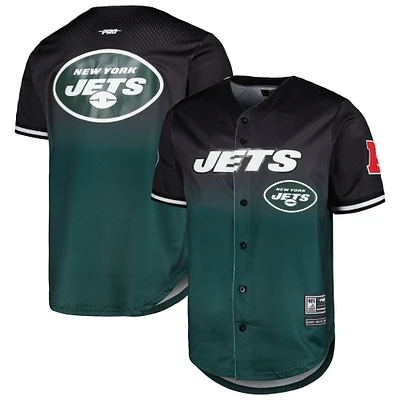 Men's Pro Standard Black/Green New York Jets Ombre Mesh Button-Up Shirt