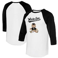 Women's Tiny Turnip White/Black Chicago White Sox Teddy Boy 3/4-Sleeve Raglan T-Shirt