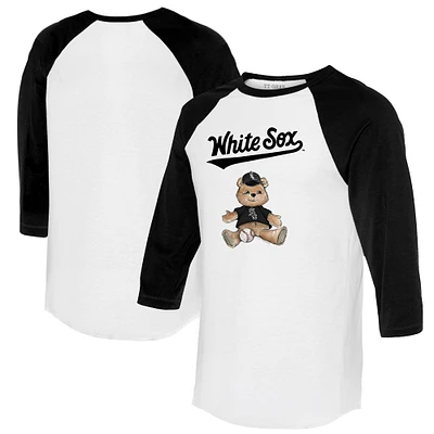 Women's Tiny Turnip White/Black Chicago White Sox Teddy Boy 3/4-Sleeve Raglan T-Shirt