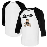 Women's Tiny Turnip White/Black Chicago White Sox Teddy Boy 3/4-Sleeve Raglan T-Shirt