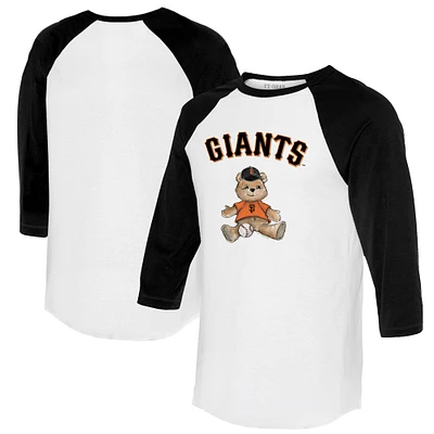 Women's Tiny Turnip White/Black San Francisco Giants Teddy Boy 3/4-Sleeve Raglan T-Shirt