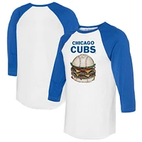 Women's Tiny Turnip White/Royal Chicago Cubs Burger 3/4-Sleeve Raglan T-Shirt