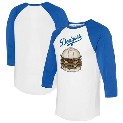 Women's Tiny Turnip White/Royal Los Angeles Dodgers Burger 3/4-Sleeve Raglan T-Shirt