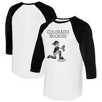 Women's Tiny Turnip White/Black Colorado Rockies Caleb 3/4-Sleeve Raglan T-Shirt