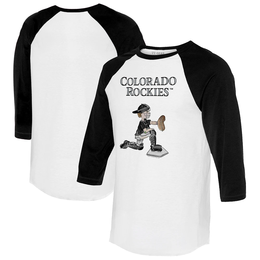 Women's Tiny Turnip White/Black Colorado Rockies Caleb 3/4-Sleeve Raglan T-Shirt