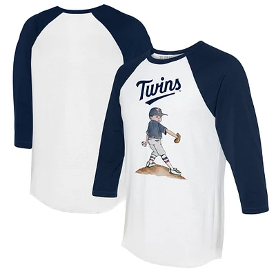 Women's Tiny Turnip White/Navy Minnesota Twins Clemente 3/4-Sleeve Raglan T-Shirt