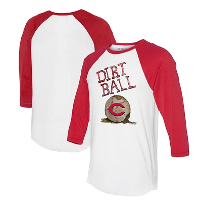 Women's Tiny Turnip  White/Red Cincinnati Reds Dirt Ball 3/4-Sleeve Raglan T-Shirt