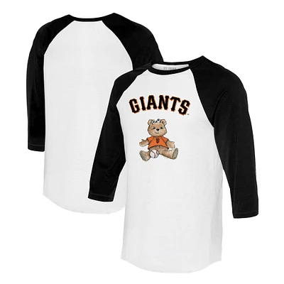 Women's Tiny Turnip  White/Black San Francisco Giants Girl Teddy 3/4-Sleeve Raglan T-Shirt