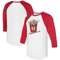 Women's Tiny Turnip White/Red Boston Red Sox Hot Bats 3/4-Sleeve Raglan T-Shirt
