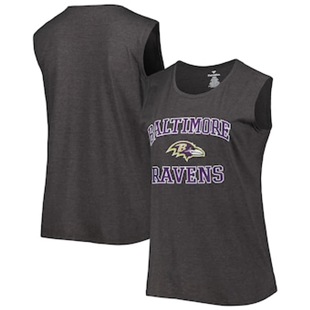 Women's Fanatics Heather Charcoal Baltimore Ravens Plus Tank Top