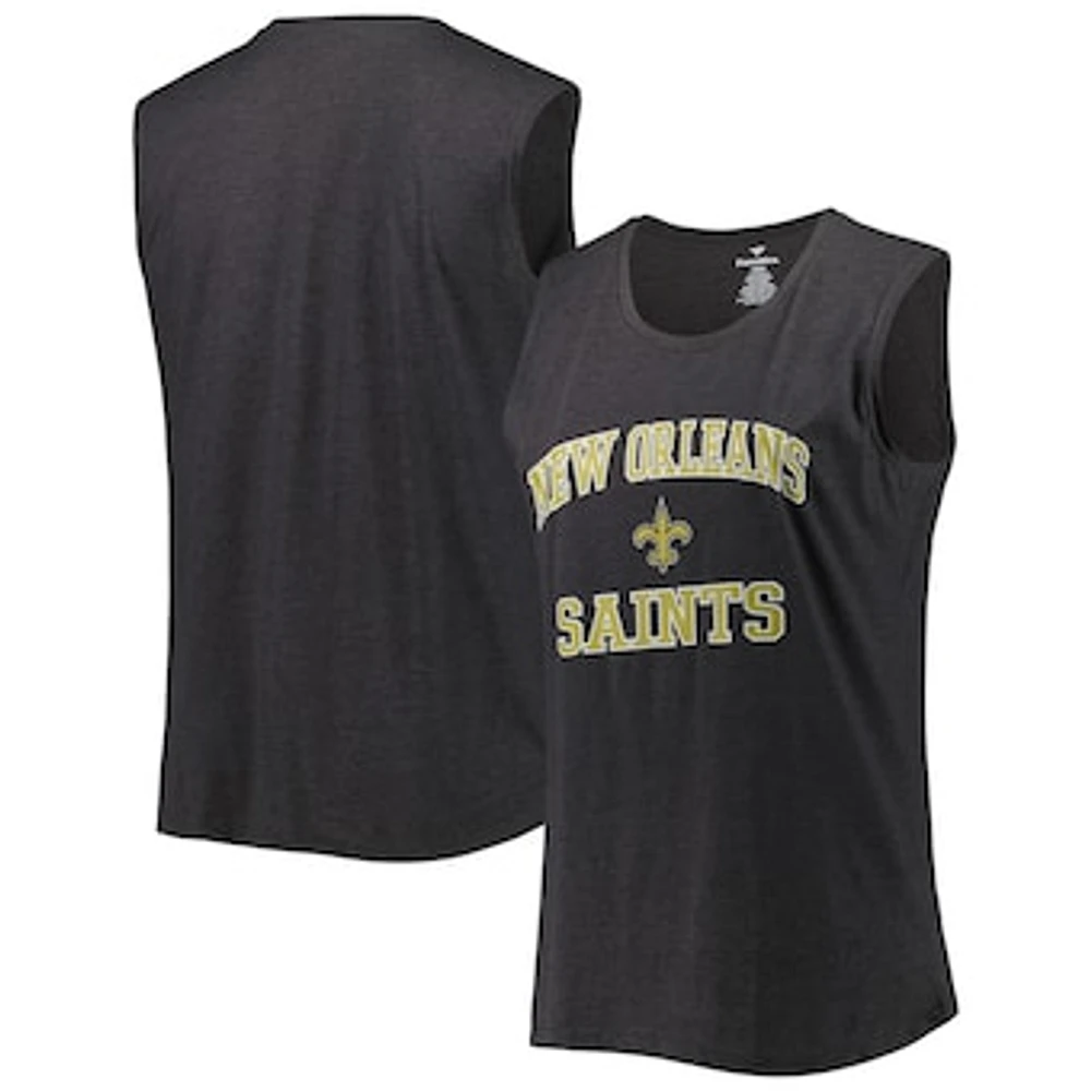 Women's Fanatics Heather Charcoal New Orleans Saints Plus Tank Top