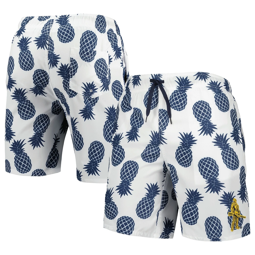 Men's Colosseum White West Virginia Mountaineers Pineapples Swim Shorts