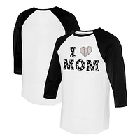 Women's Tiny Turnip White/Black Chicago White Sox I Love Mom 3/4-Sleeve Raglan T-Shirt