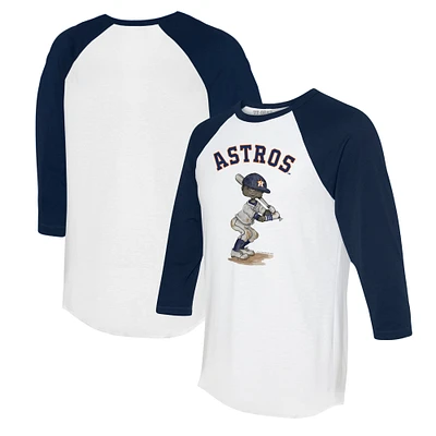Women's Tiny Turnip White/Navy Houston Astros James 3/4-Sleeve Raglan T-Shirt