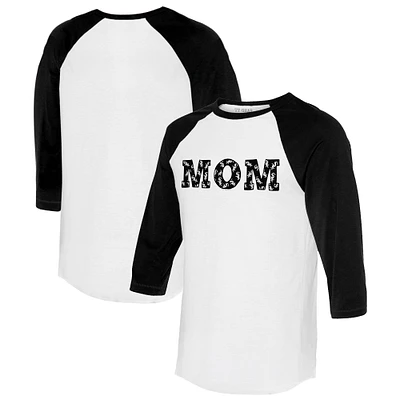 Women's Tiny Turnip White/Black Chicago White Sox Logo Mom 3/4-Sleeve Raglan T-Shirt