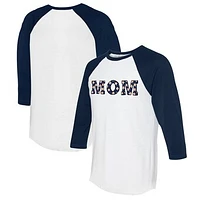 Women's Tiny Turnip White/Navy Houston Astros Logo Mom 3/4-Sleeve Raglan T-Shirt