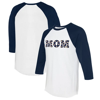 Women's Tiny Turnip White/Navy Houston Astros Logo Mom 3/4-Sleeve Raglan T-Shirt