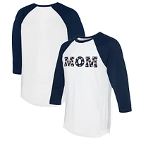 Women's Tiny Turnip White/Navy Houston Astros Logo Mom 3/4-Sleeve Raglan T-Shirt