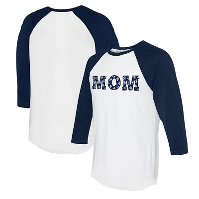 Women's Tiny Turnip White/Navy New York Yankees Logo Mom 3/4-Sleeve Raglan T-Shirt