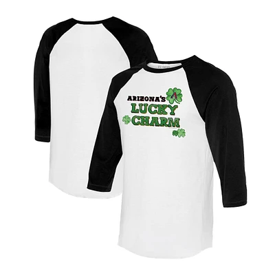 Women's Tiny Turnip White/Black Arizona Diamondbacks Lucky Charm 3/4-Sleeve Raglan T-Shirt