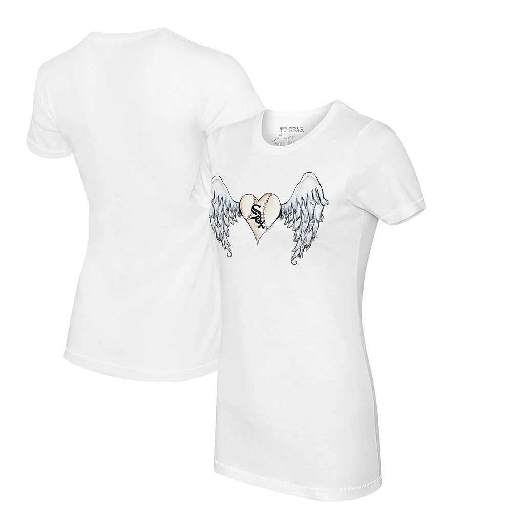 Women's Tiny Turnip White Chicago Sox Angel Wings T-Shirt