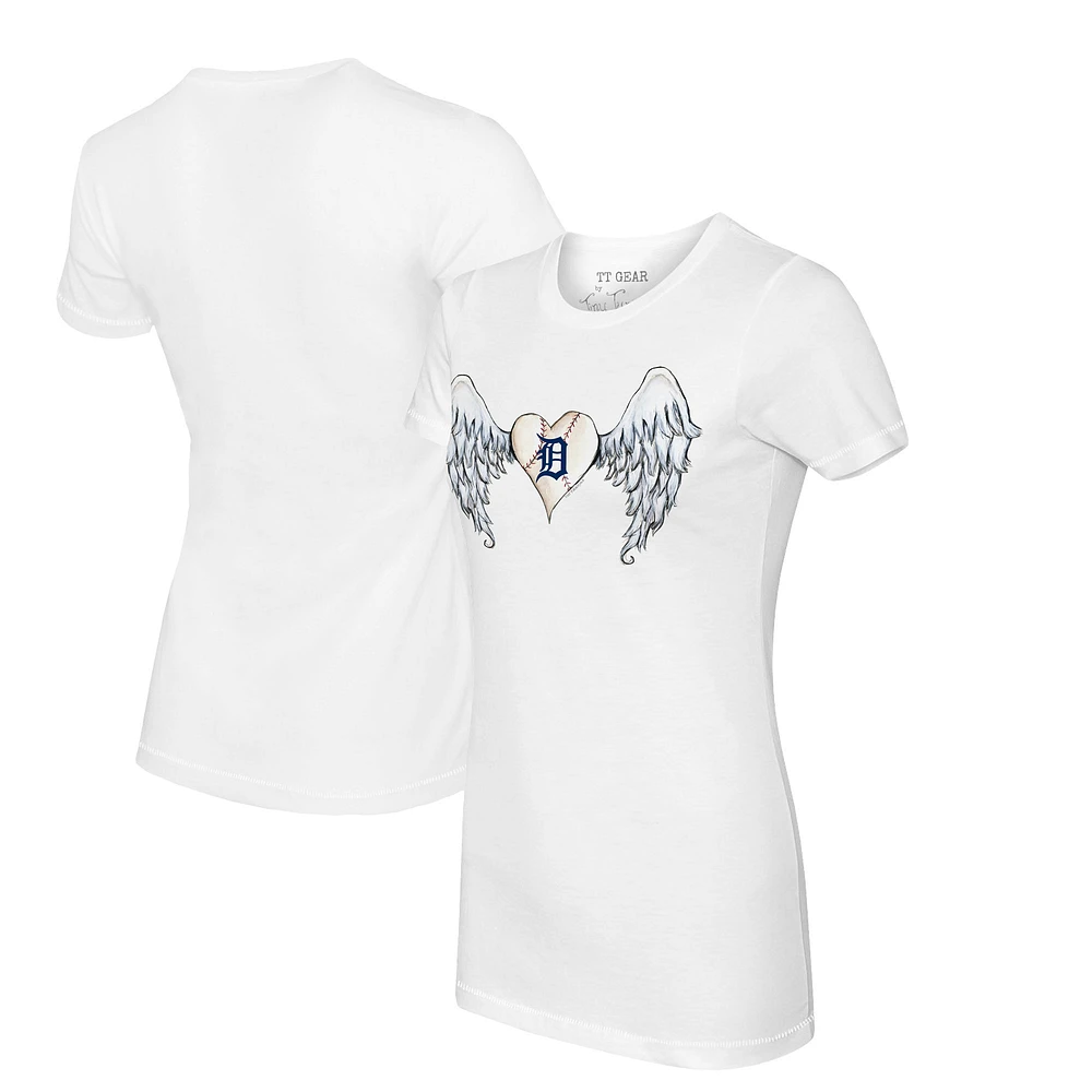 Women's Tiny Turnip White Detroit Tigers Angel Wings T-Shirt