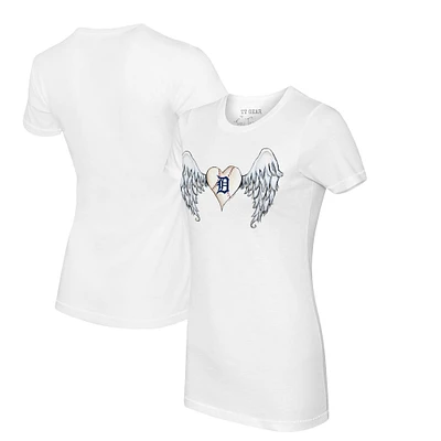 Women's Tiny Turnip White Detroit Tigers Angel Wings T-Shirt