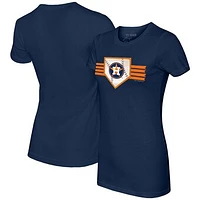 Women's Tiny Turnip Navy Houston Astros Base Stripe T-Shirt