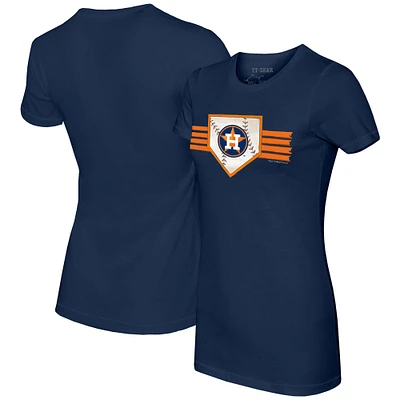 Women's Tiny Turnip Navy Houston Astros Base Stripe T-Shirt