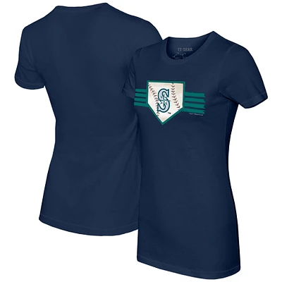 Women's Tiny Turnip Navy Seattle Mariners Base Stripe T-Shirt
