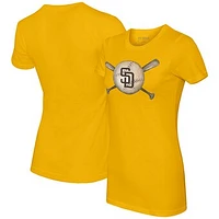 Women's Tiny Turnip Gold San Diego Padres Baseball Cross Bats T-Shirt