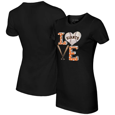 Women's Tiny Turnip Black San Francisco Giants Baseball Love T-Shirt