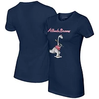 Women's Tiny Turnip Navy Atlanta Braves Bronto T-Shirt