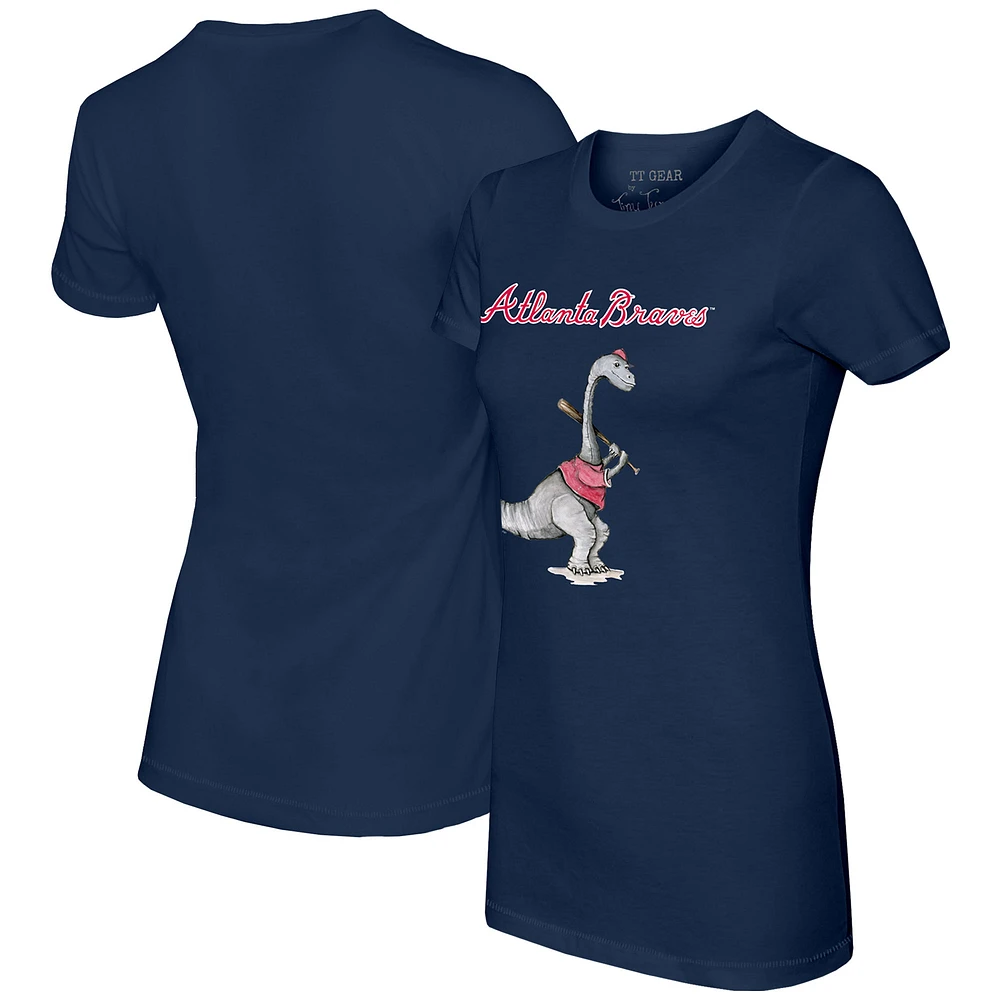Women's Tiny Turnip Navy Atlanta Braves Bronto T-Shirt