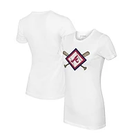 Women's Tiny Turnip White Atlanta Braves Diamond Cross Bats T-Shirt