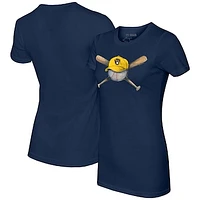 Women's Tiny Turnip Navy Milwaukee Brewers Hat Crossbats T-Shirt