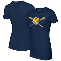 Women's Tiny Turnip Navy Milwaukee Brewers Hat Crossbats T-Shirt