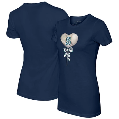 Women's Tiny Turnip Navy Seattle Mariners Heart Lolly T-Shirt