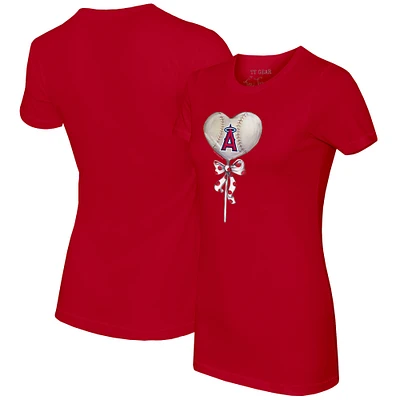 Women's Tiny Turnip Red Los Angeles Angels Heart Lolly T-Shirt