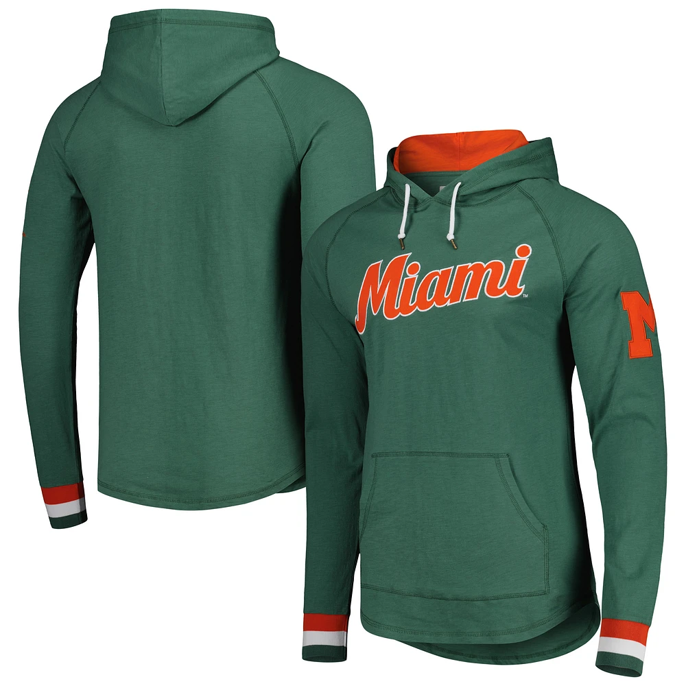 Men's Mitchell & Ness Green Miami Hurricanes Legendary Raglan Pullover Hoodie