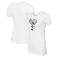 Women's Tiny Turnip White Los Angeles Dodgers Heart Lolly T-Shirt