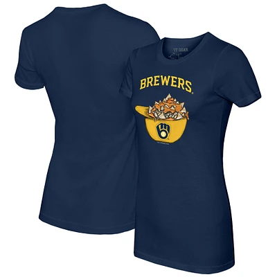 Women's Tiny Turnip Navy Milwaukee Brewers Nacho Helmet T-Shirt