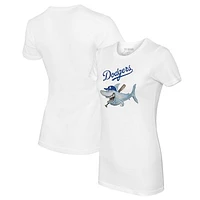 Women's Tiny Turnip White Los Angeles Dodgers Shark Logo T-Shirt