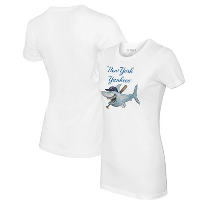Women's Tiny Turnip White New York Yankees Shark Logo T-Shirt