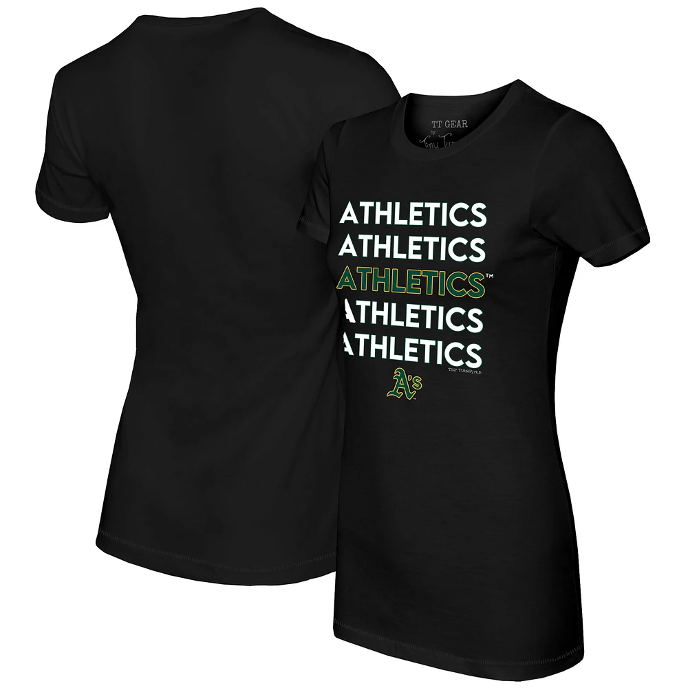 Women's Tiny Turnip Black Athletics Stacked T-Shirt